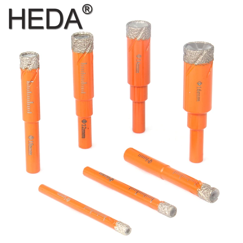 5/6/8/10/12/14/16mm 7Pcs Round Shank Vacuum Brazed Diamond Core Dry Drill Bit Hole Saw Set With Cooling Wax For Masonry Drilling