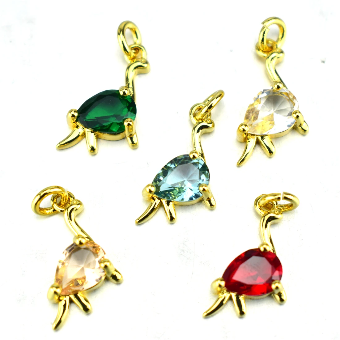 

6pcs Cubic Zirconia Dinosaur Shape Pendant Used for Jewelry Making Accessories Pendant Necklace Bracelet Pendant