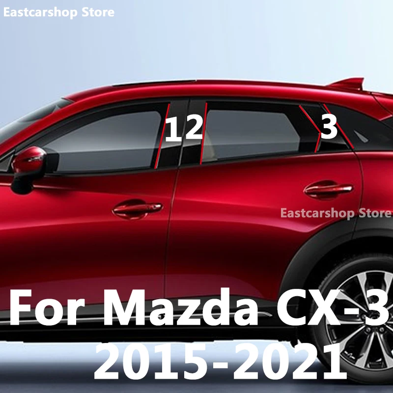 

For Mazda CX3 CX-3 DK 2021 2020 2019 Car Central Middle Column PC Window B C Pillar Strip Sticker Accessories Cover 2015-2018