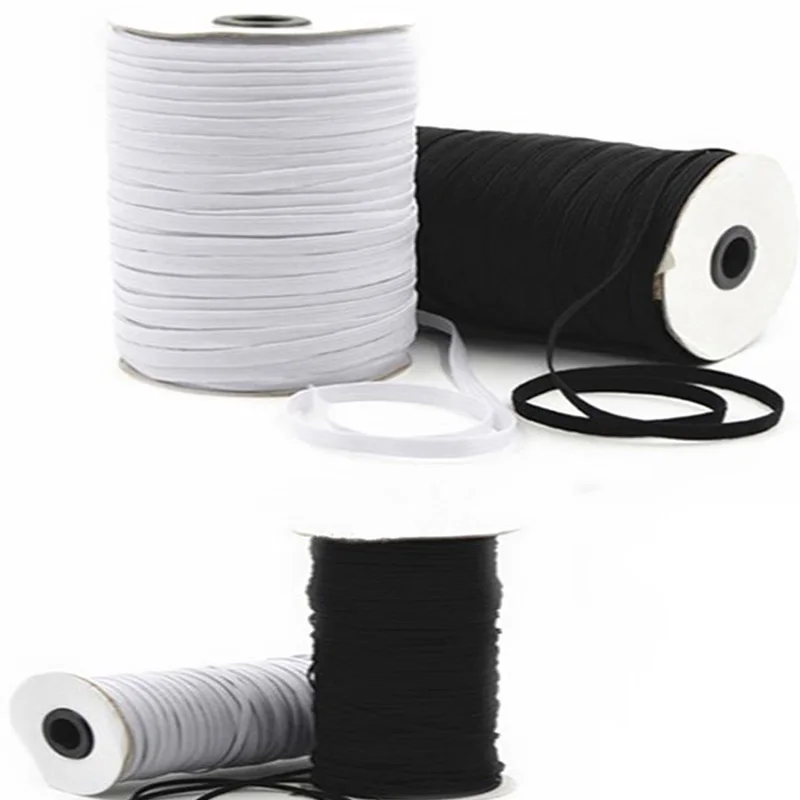 5 Yds White Black Flat Rubber Band High Elastic Elastic Band DIY Masks Material Trim Sewing Stretch Rope Mask Accessories 3~12mm