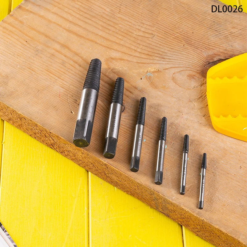 Deli Six-Piece Screw Extractor Damaged Screw Extractor Drill Bit Extractor Bolt Extractor Bolt Stud Remover Tool