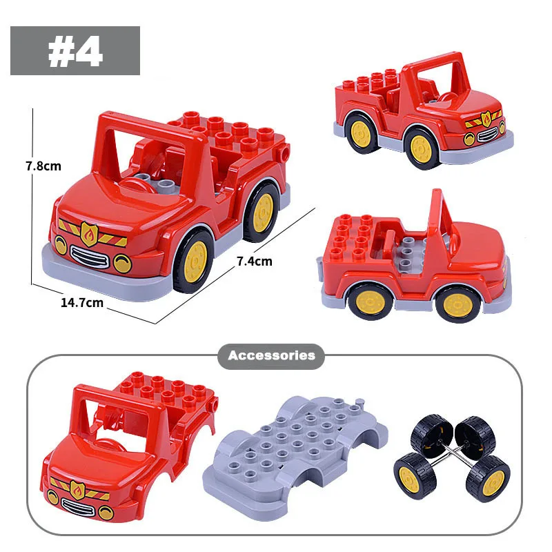 DIY Big Size Building Blocks Accessories Car Tractor Truck Airplane Classic City Traffic Serie Bus Car Compatible with Kids Birc