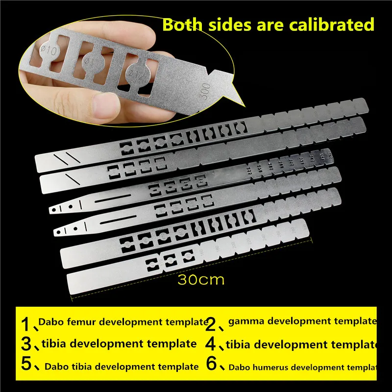 Orthopedic instrument medical X-ray film ruler measurement ulna tibia femur humeral intramedullary nail development template AO