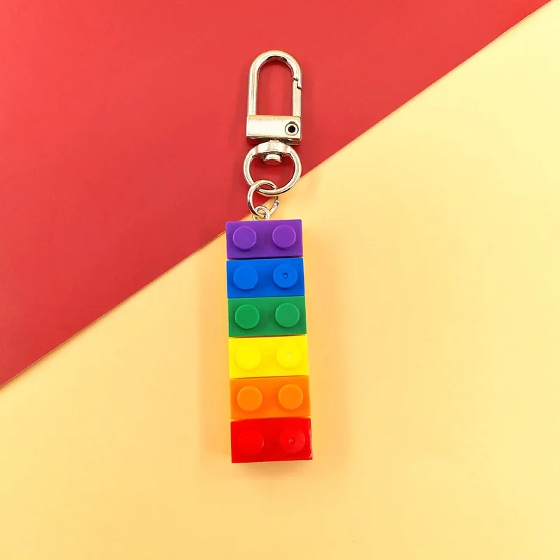 Niedlicher Regenbogen-Baustein, Spielzeug, Ziegel, Herz, Kunstharz, Charms, Anhänger für Ohrringe, Schlüsselanhänger, Dekoration, Modeschmuck, Accessoires – Detail 7