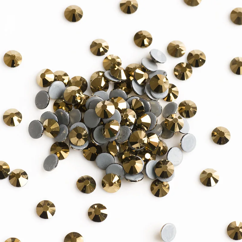 YANRUO Strass Gold Aurum Strass Hot Fix Kristall Goldene Farbe Hotfix Wärme Eisen auf Kleid Schuhe Glas Nähen Strass – Detail 7