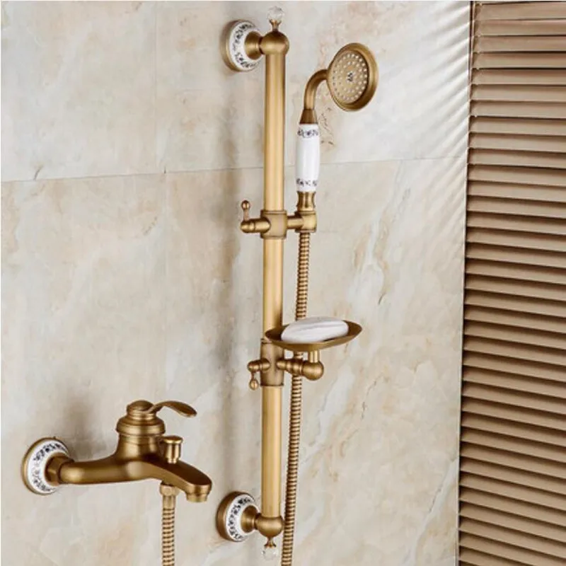 Bathtub Faucets Antique Bronze Bathroom Tub Mixer Faucet New Ceramic Style Hand held Bathtub Faucet Wall Mounted Shower Faucets