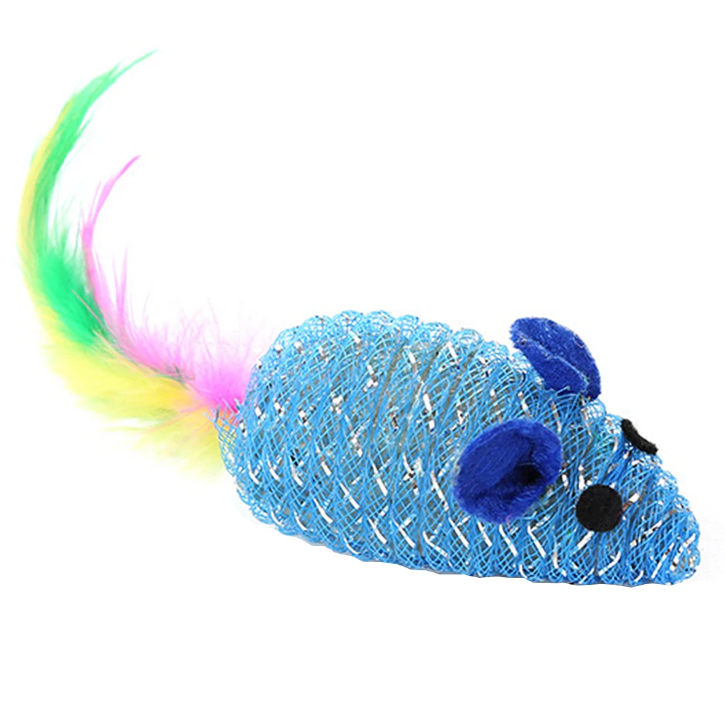 Cat toys False Mouse Pet Cat Toys Mini Funny Playing Toys For Cats with Colorful Feather Plush Mini Mouse Toys