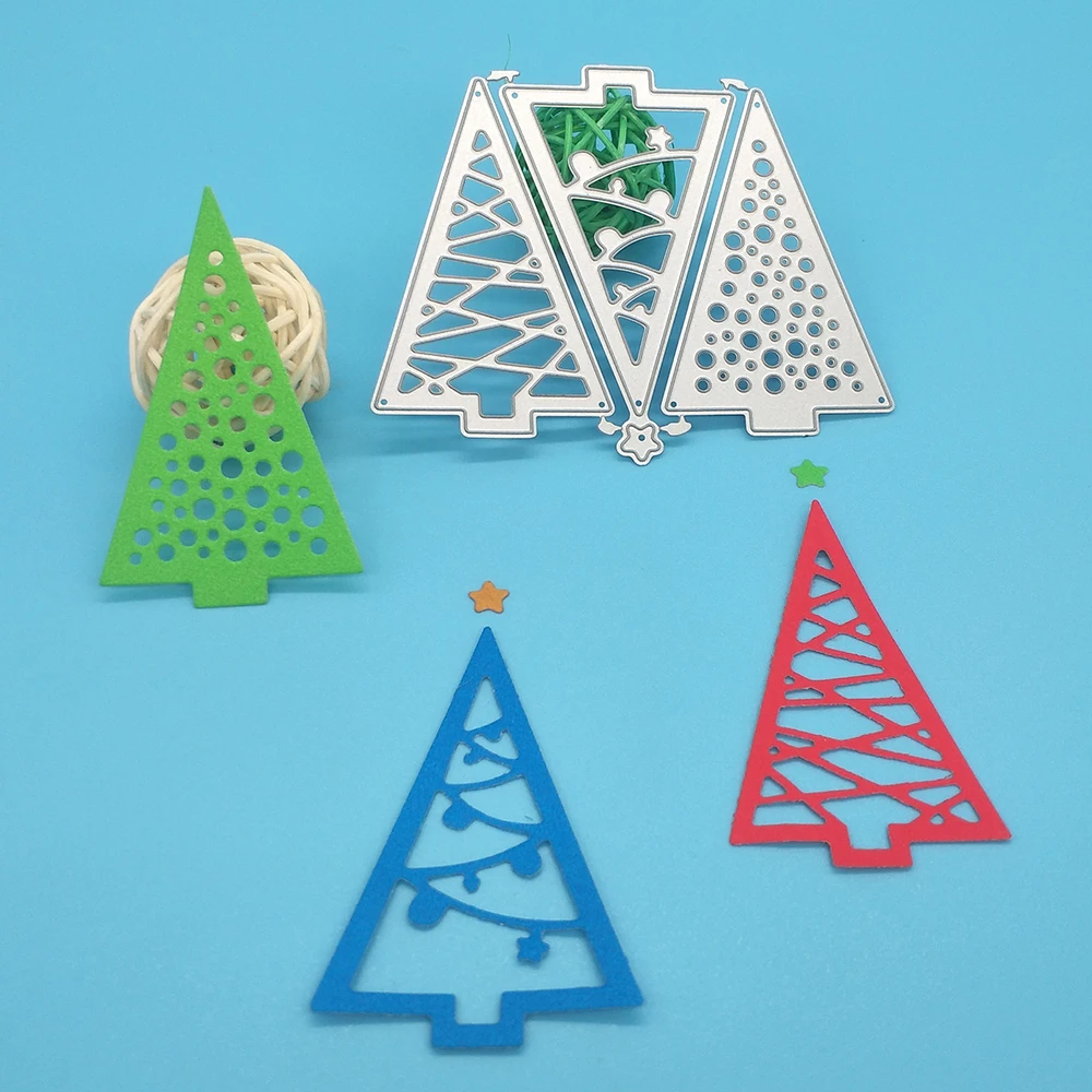 

3 types of Christmas tree metal cutting molds, used for DIY scrapbooking, card making, photo album decoration, embossing crafts