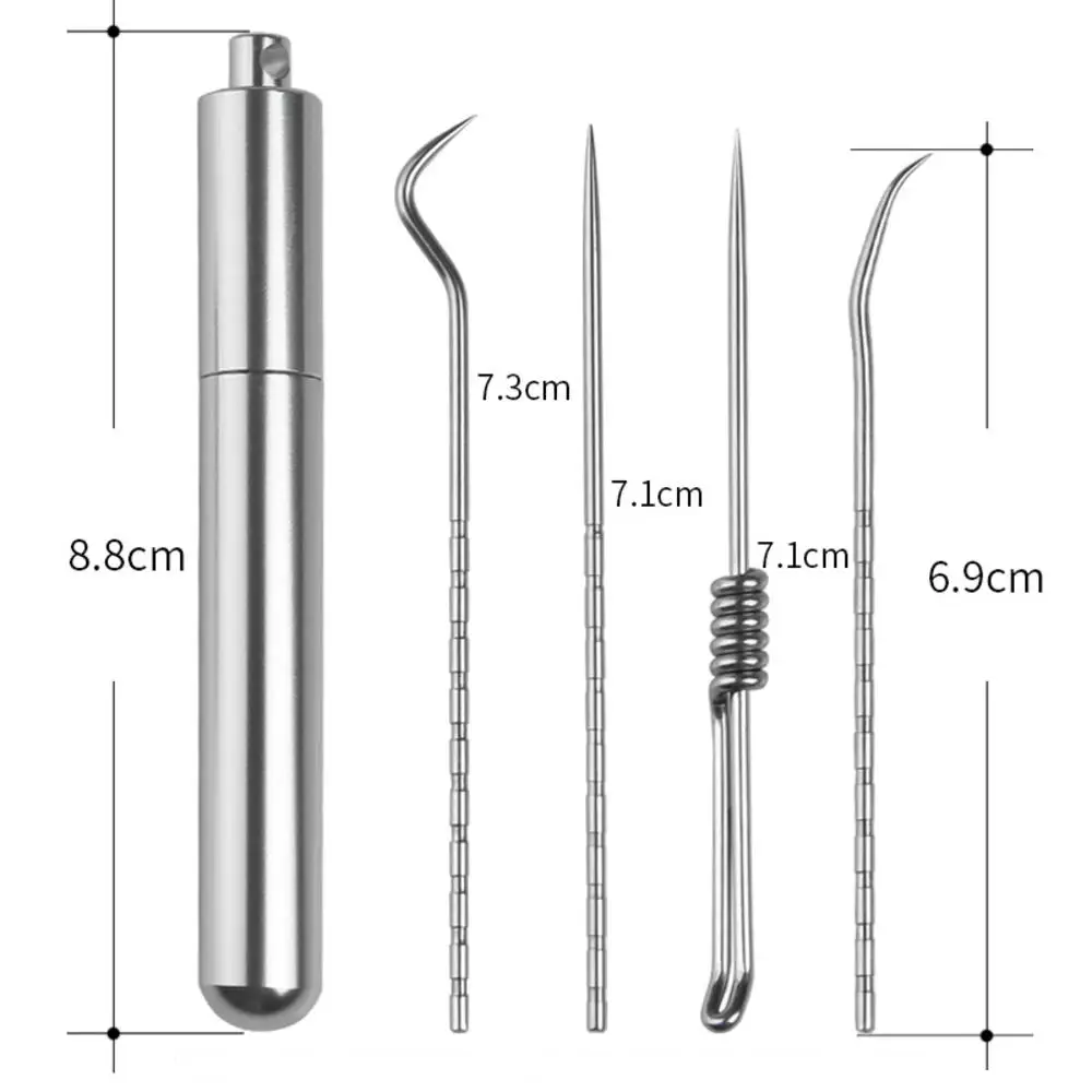 1Set Metal Stainless Steel Oral Cleaning Tooth Flossing Artifact Portable Pendant Toothpick Tube Stronger Dental Floss Container