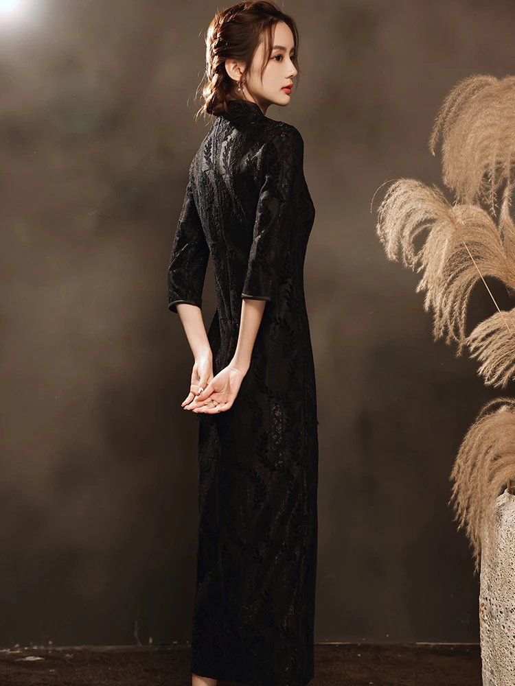 mandarin collar dress black Ming Jacket