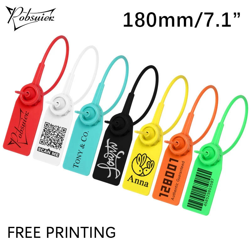 Pobsuier 100Pcs Custom Plastic Labels Clothing Brand Tag Disposable Personalized Security Hang Tags for Clothes Shoes 180mm/7.1\