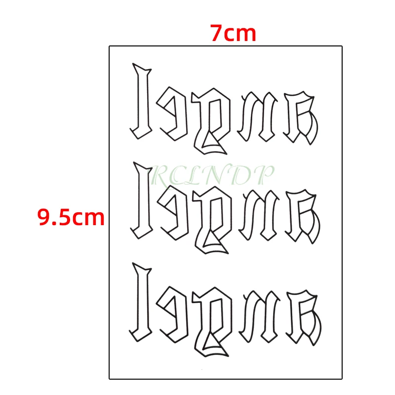 Waterproof Temporary Tattoo Sticker Black Word \