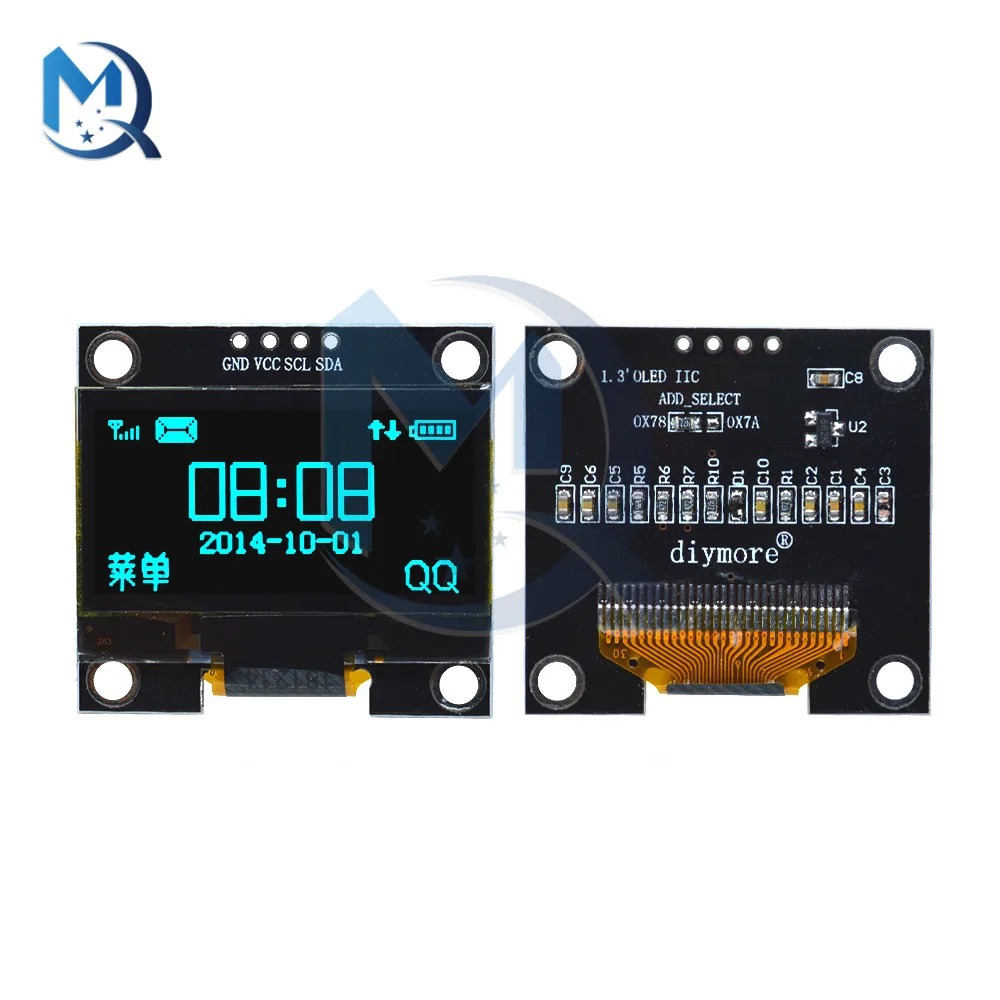 Imagem -02 - Pinos 1.3 Polegada Placa de Tela Oled Módulo de Exibição de Cristal Líquido Iic I2c Interface Comunicar Módulo Serial 128x64 Resolução 4