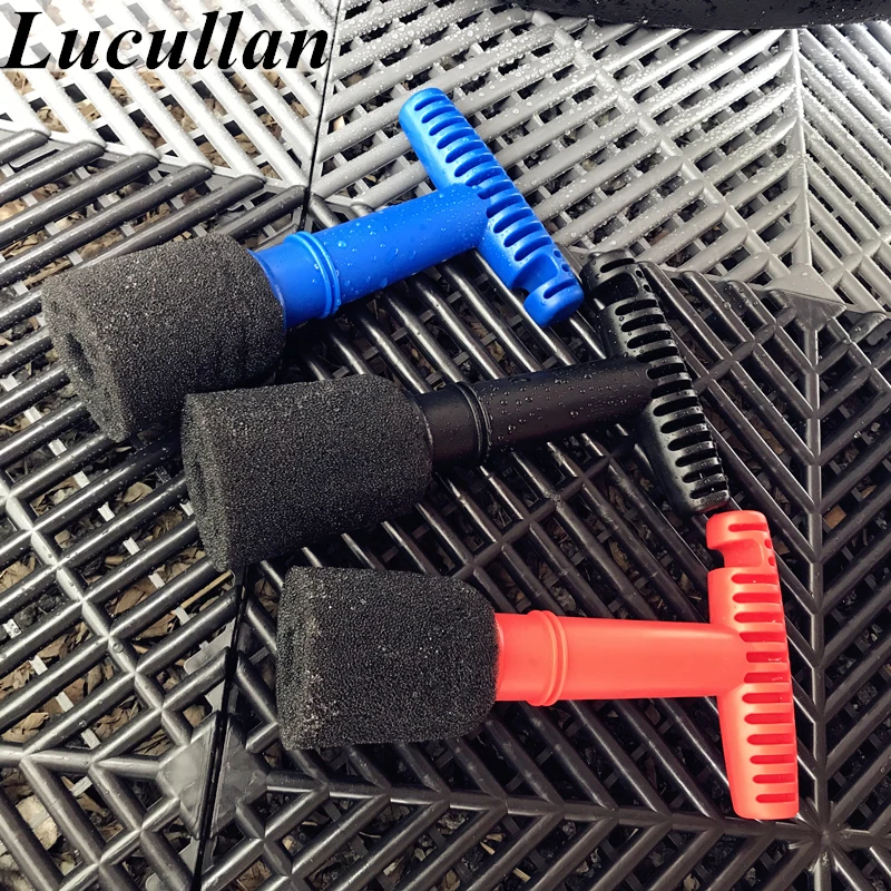 Lucullan Design Foam Fitting Recessed Lug Nut Wheel Cleaning Brush With Handle and Removable Insert Sponge