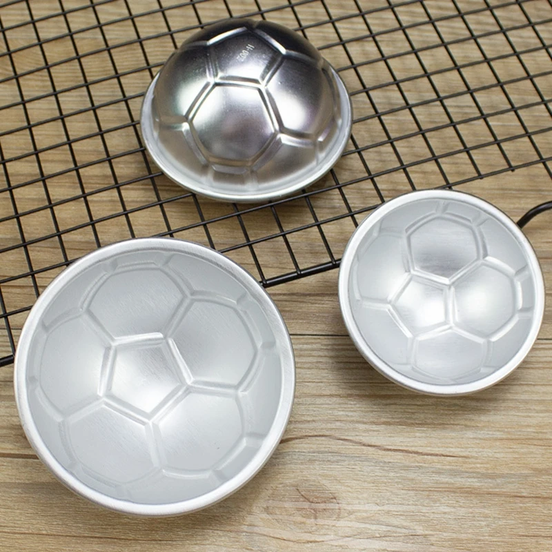 20pcs  7.7cm 8.7cm 9.7cm 3D semicircle  Football Cake Mold Aluminum Ball Cake Mould Pastry Fondant Chocolate Molds Baking Tools