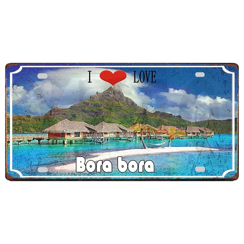 Muslimum Mauritius Bora materitices Crete Island segni in metallo Vintage Souvenir da viaggio per la decorazione della casa della parete 30x15cm