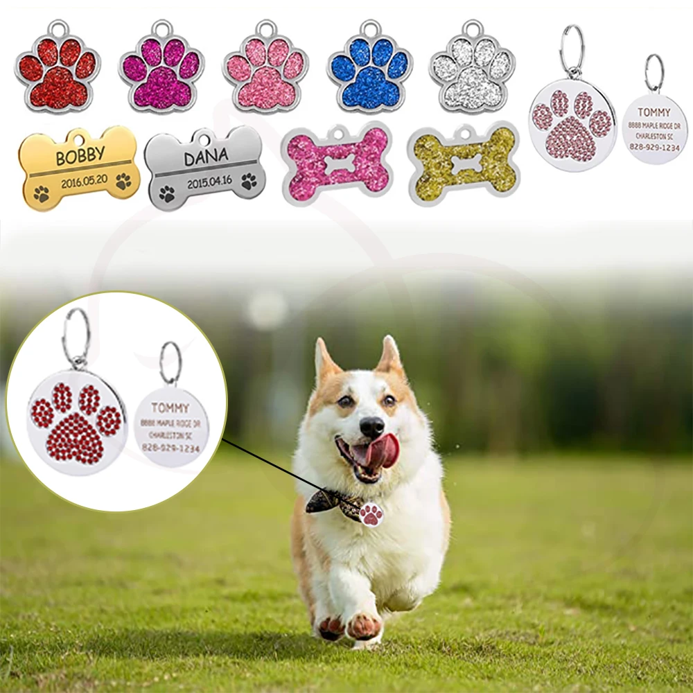 Personalized Collar Pet Dog ID Tag Engraved Pet Custom ID Name Address  for Cat Puppy Dog Tag Pendant Keyring  Pet Accessories