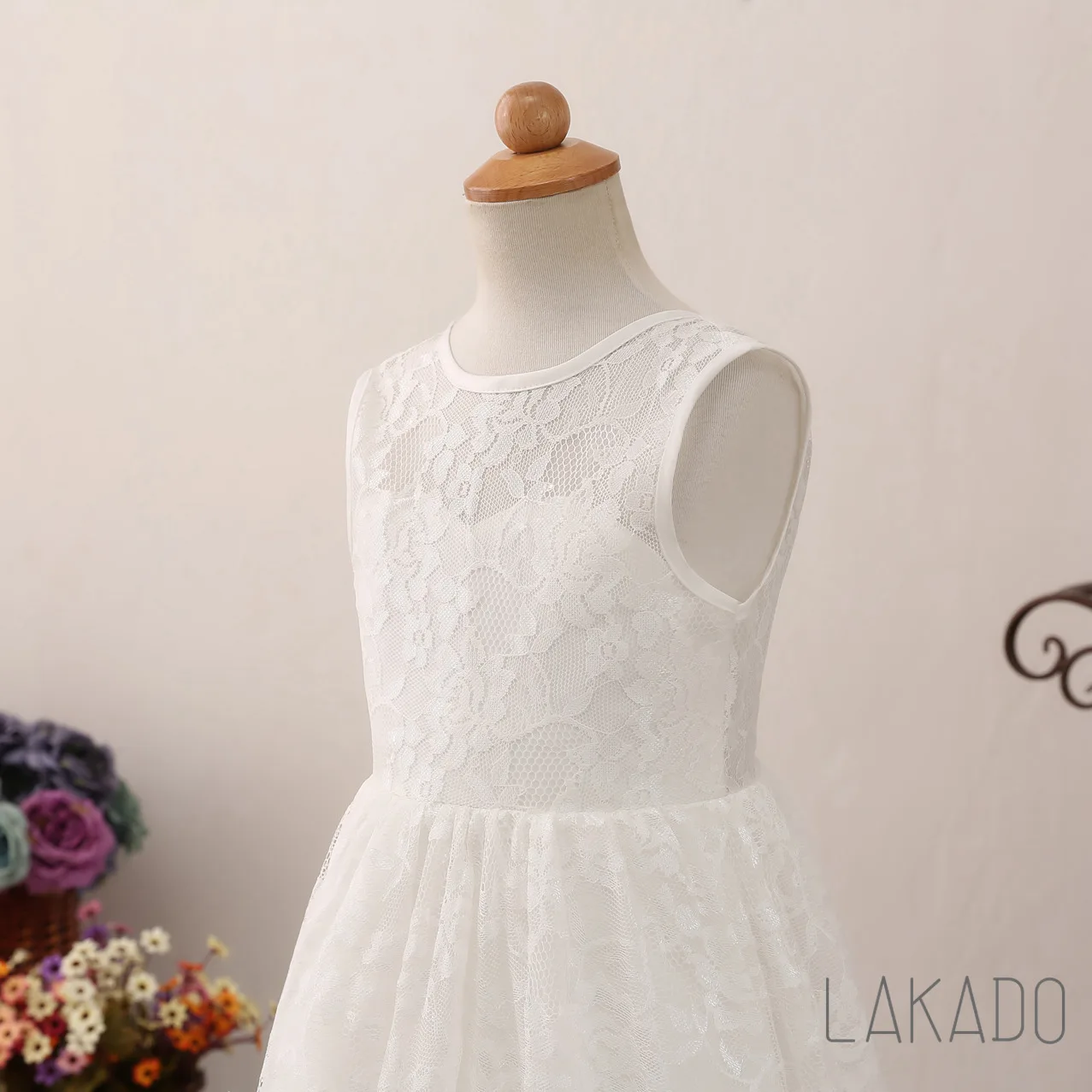 Vestido com as costas abertas para menina, vestido floral simples, 2 a 12 anos