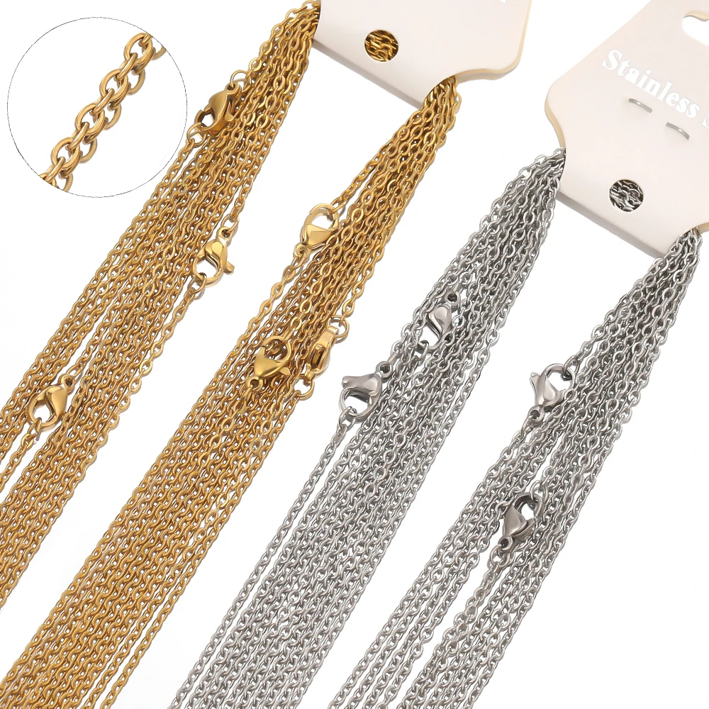 10 Stück 50cm 2mm 1,5mm 1mm Goldfarbene Edelstahl-Gliederketten Halskette Modeschmuck Kubanische Ketten Großhandel Kette DIY Bastelzubehör – Detail 4