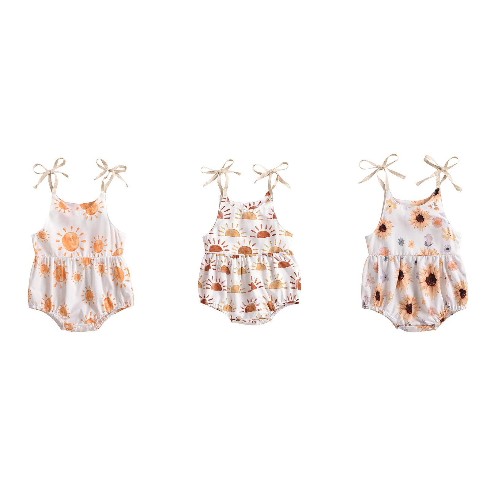 Newborn Baby Girls Fashion Sun/Sunflower Print Romper Stylish Sleeveless Romper for Kids Girls