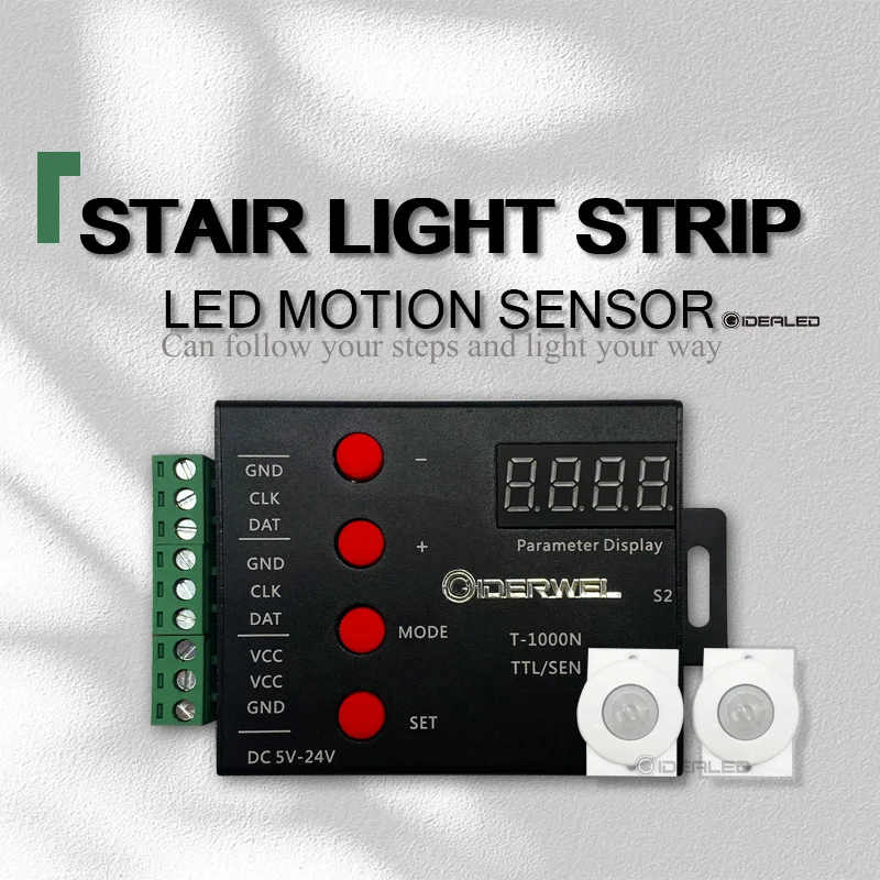 led stair light strip com sensor de movimento pir enderecavel rgb tape lights control cada stair light under cabinet 01