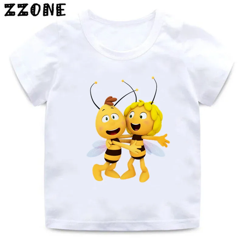 Little Bee Maya Cute Cartoon Kids T-Shirt Funny Kawaii Baby Girls Clothes Boys T shirt Summer Short Sleeve Children Tops,HKP5428