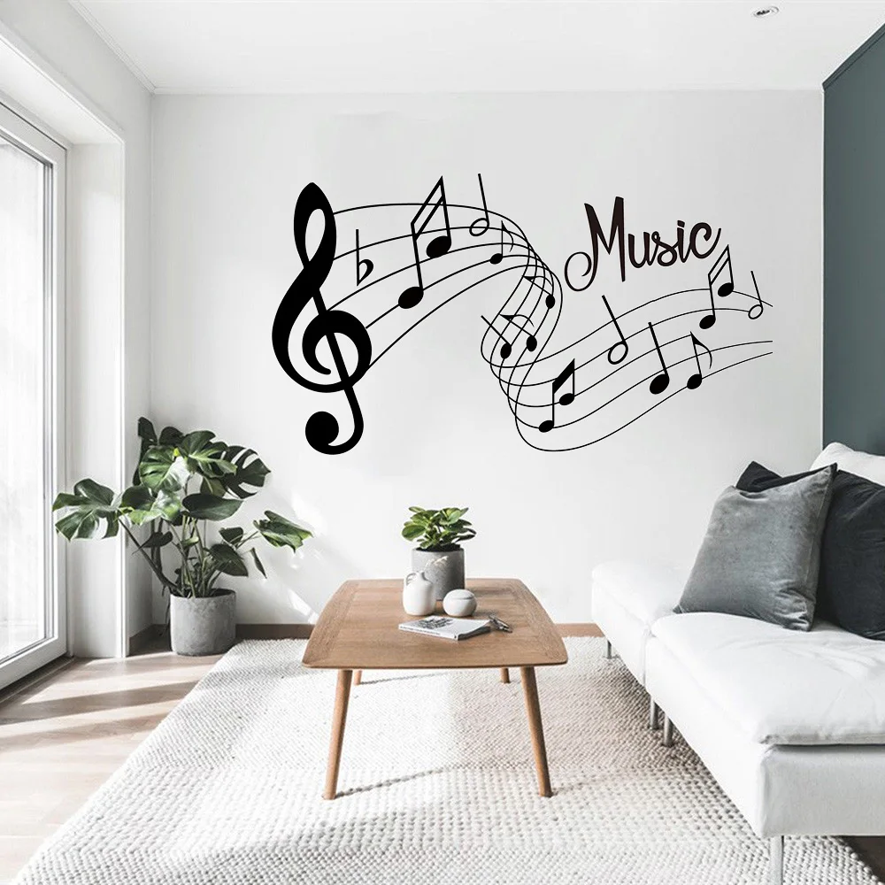 Moda melodia adesivos de parede música músicas som notas quarto decalque da parede casa decoração do escritório removível música adesivo