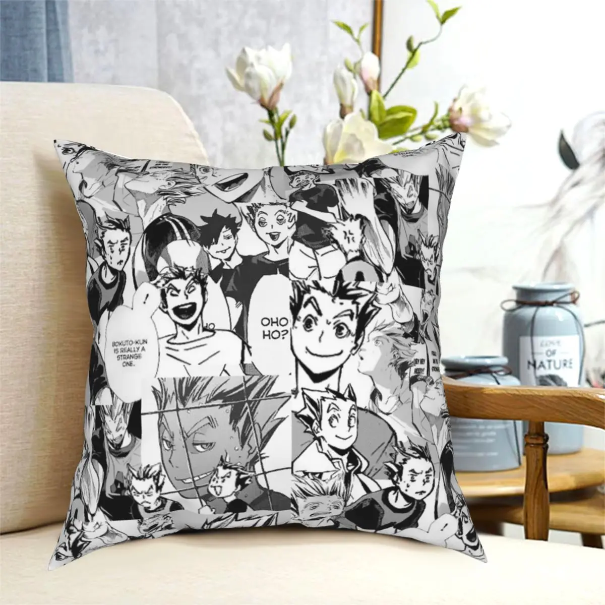 BOKUTO COLLAGE Haikyuu Square Pillowcase Creative Zip Decorative Throw Pillow Case for Home Cushion Cover 18