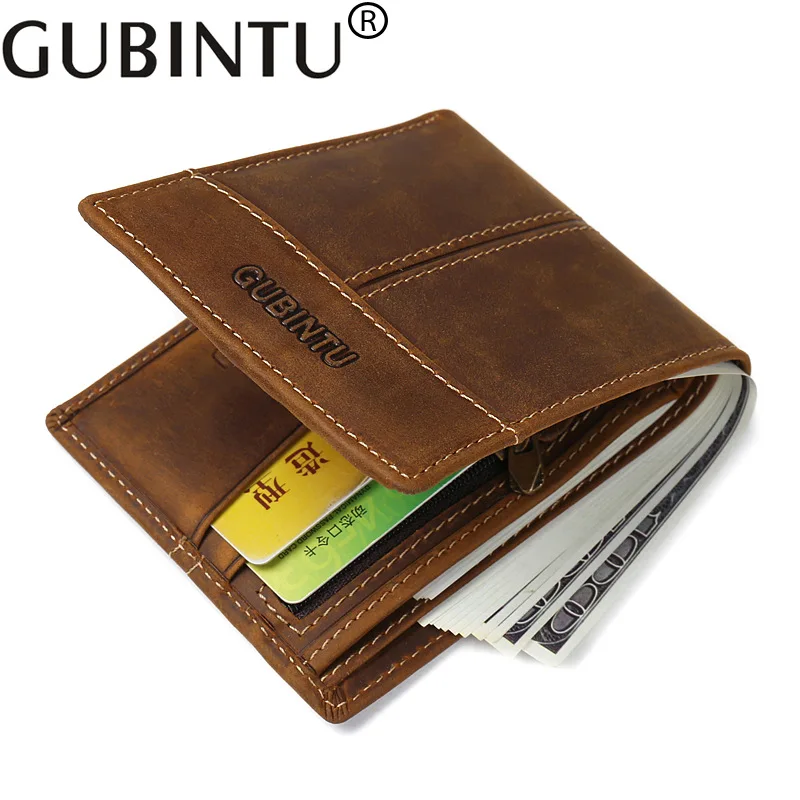 Gubintu Foreign Trade Supply Top Layer Crazy Horse Leather Wallet Men's Leather Coin Change Bag Wallet