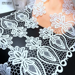 5yard 18.5cm White Embroidery african Lace fabric DIY milk silk water soluble women mesh lace wedding clothing skirt accessories