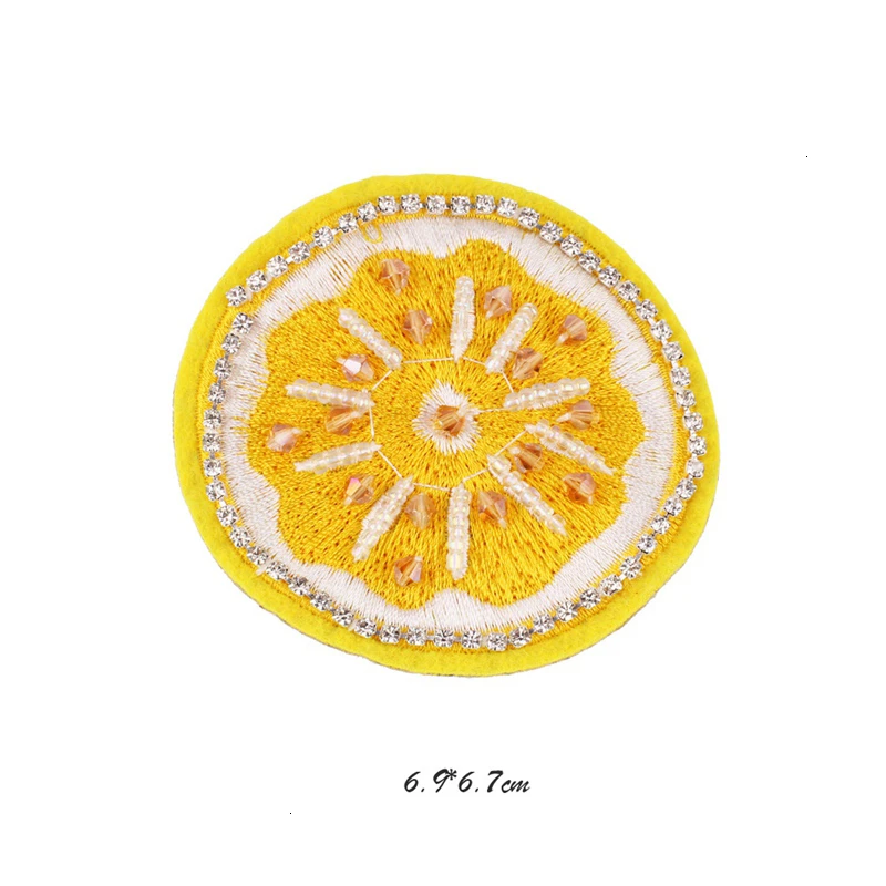 Fine Fruit Paches Embroidered Beaded Patches for Clothing DIY Stripes Clothes Patchwork lemon Jacket Stickers Appliques