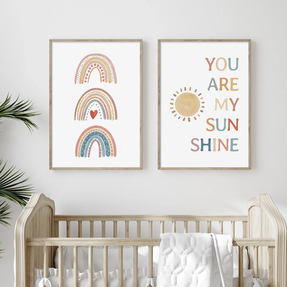 

Modern Cartoon Rainbow Sunshine Prints Canvas Paintings Nursery Wall Art Poster Picture Living Room Kids Room Bedroom Home Decor