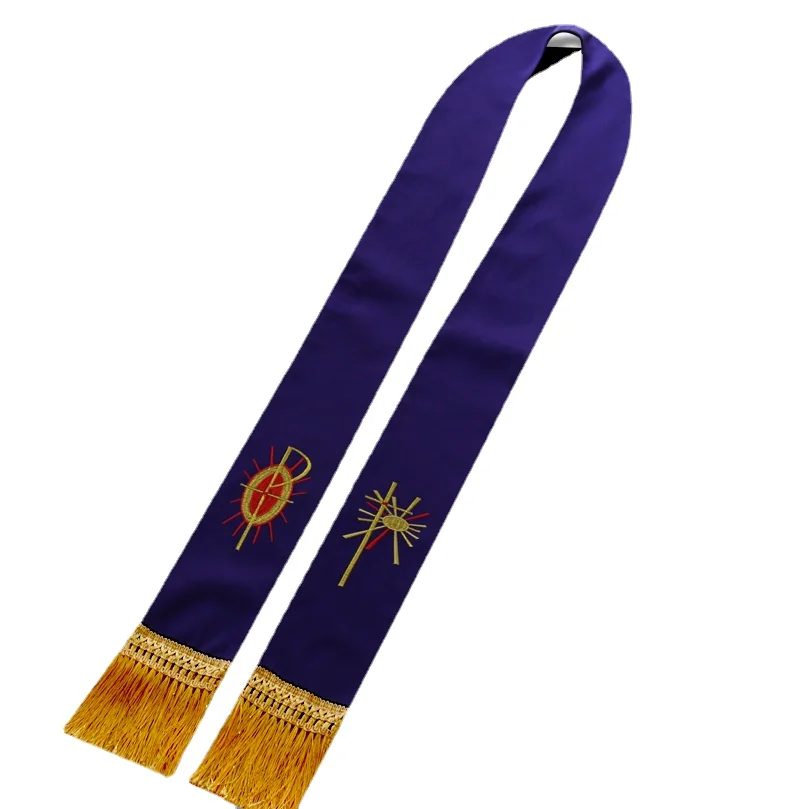 Clergy Stole Priest Confession Belt Scarf with Tassels One-sided Shawl Religion Scarves