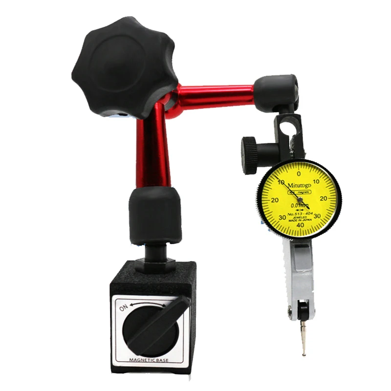 2 In 1 Kit 10mm Dial Indicator Magnetic Stand Base Holder 0-0.8mm Dial Test Indicator Comparator For Equipment Calibration Tool