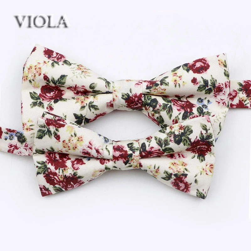 100%Cotton Vintage Red Green Floral Butterfly Print Men Women Kids Bowtie Sets Boy Girl Child Pet Suit Wedding Party Gift Cravat