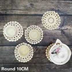 10CM Round Vintage Cotton Lace Placem At Handmade Table Place Mat Cloth Tea Cup Coffee Coaster Wedding Doily Kitchen Christmas