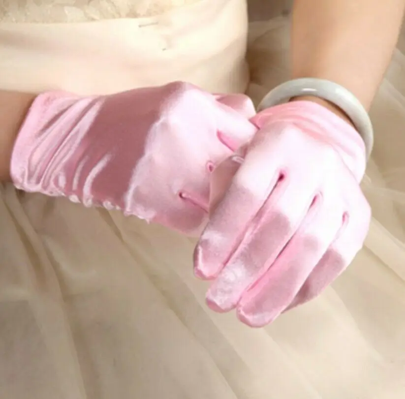 Guantes elásticos de satén para fiesta de boda y graduación, Color sólido, talla única, 2022