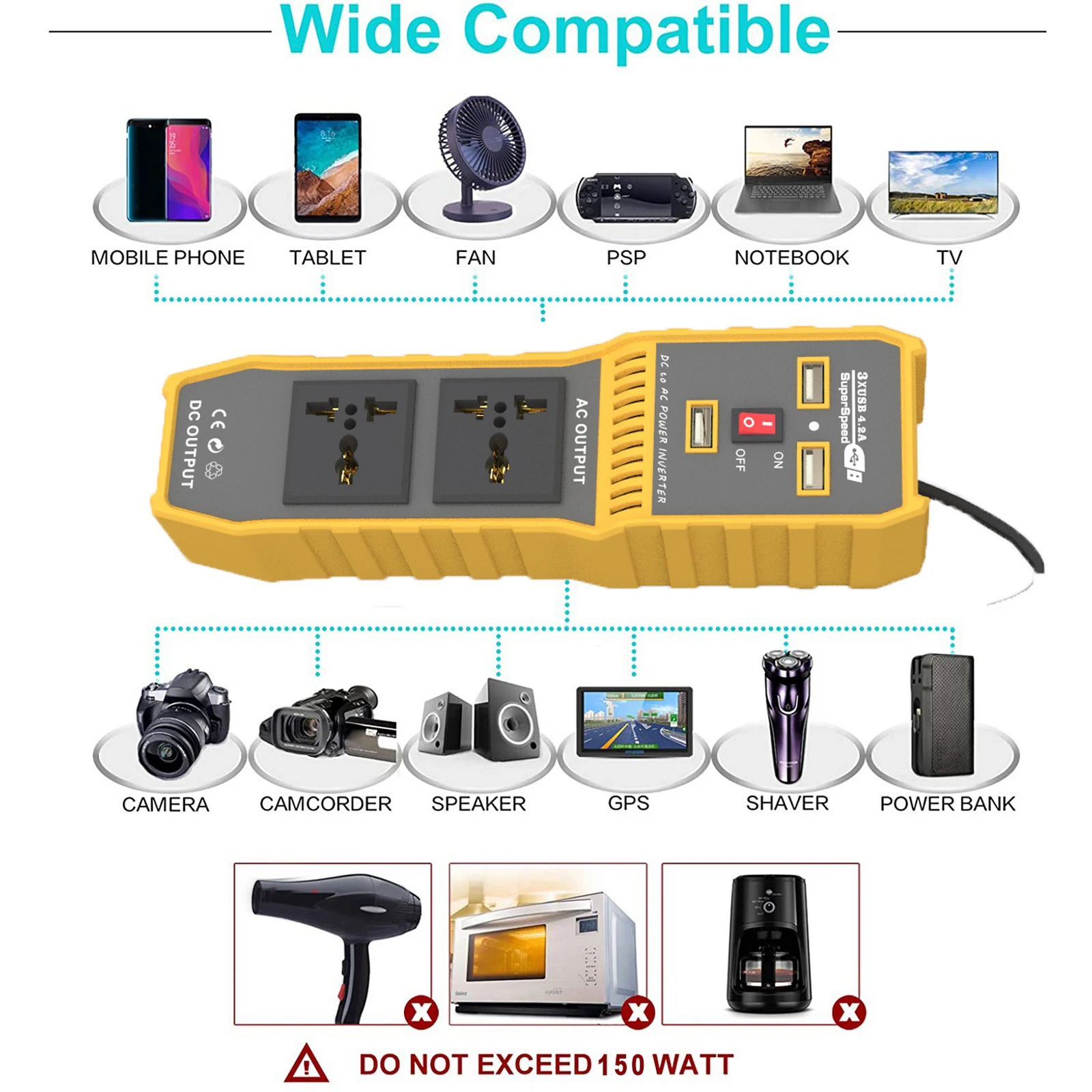 Converter 12v To 220v / 230v 110v 200W / 400W 12 V 220 V / 110 V Car Power Solar Inverter Transformer Volts Europe Charge