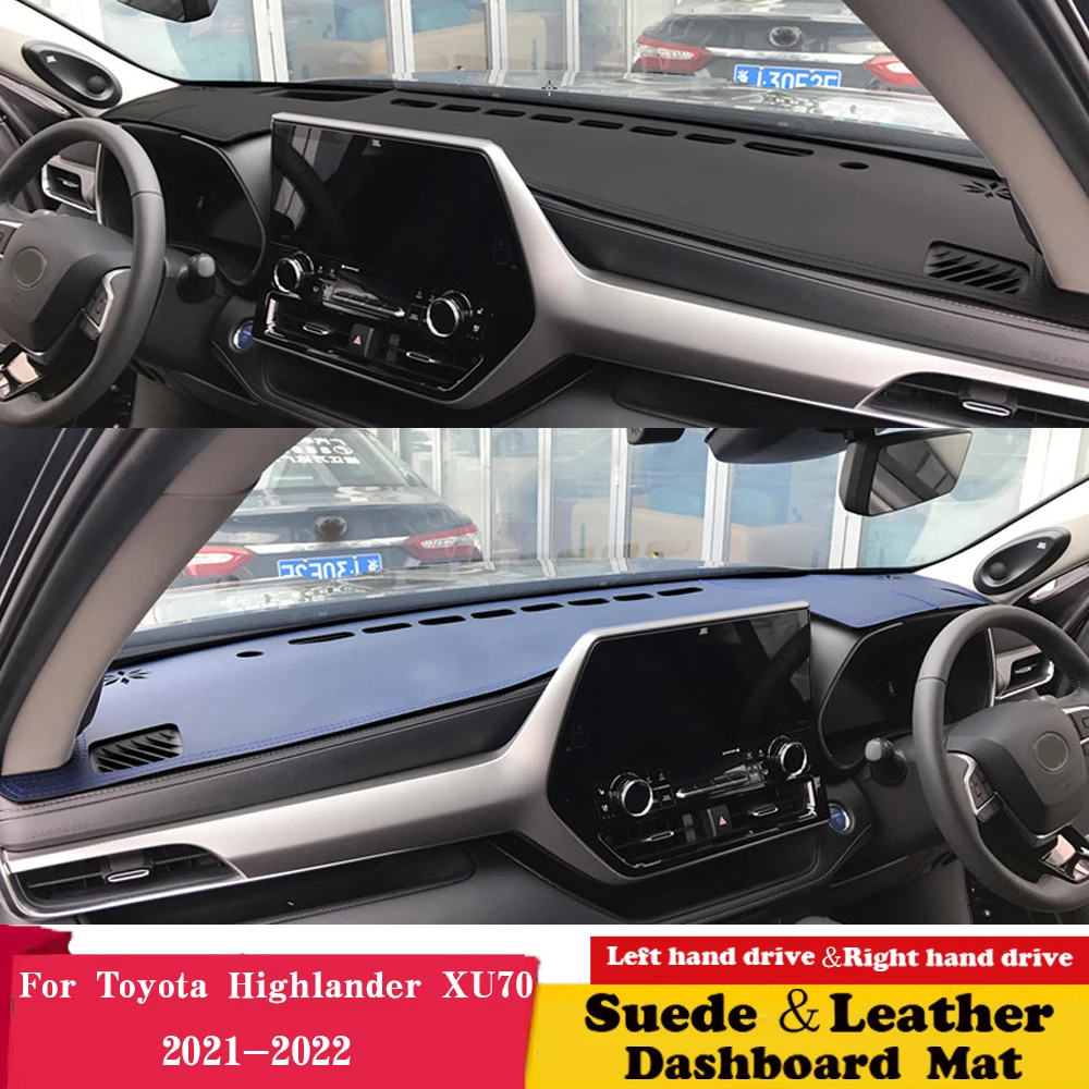 

For Toyota Highlander Kluger XU70 2020 - 2022 Leather Dashmat Suede Dashboard Cover Pad Dash Mat Carpet Car Styling Accessories