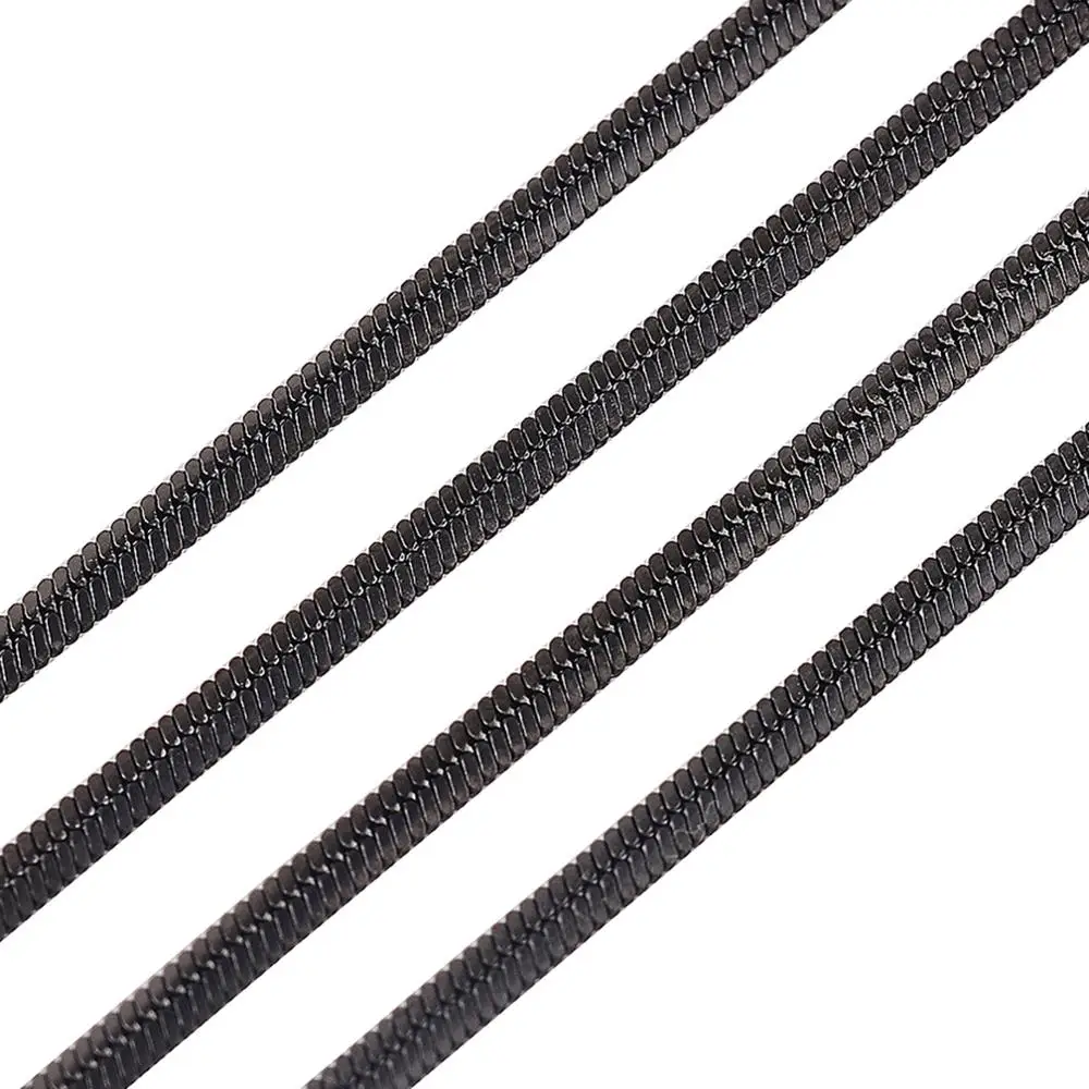 1/2mm Women Men Flat Snake Herringbone Chain Stainless Steel Necklace for DIY Gift Black Color Plated Choker Jewelry Accessories