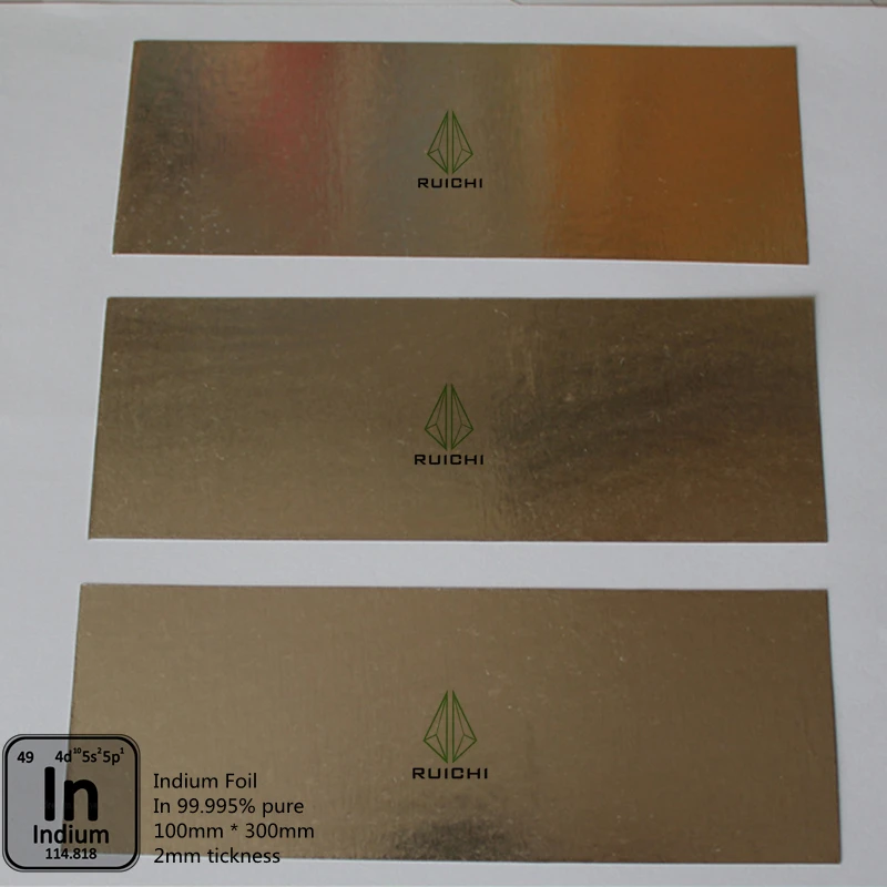 Indium Foil 0.2*100*300mm 99.995% Pure Indium Foil Metal Sheet