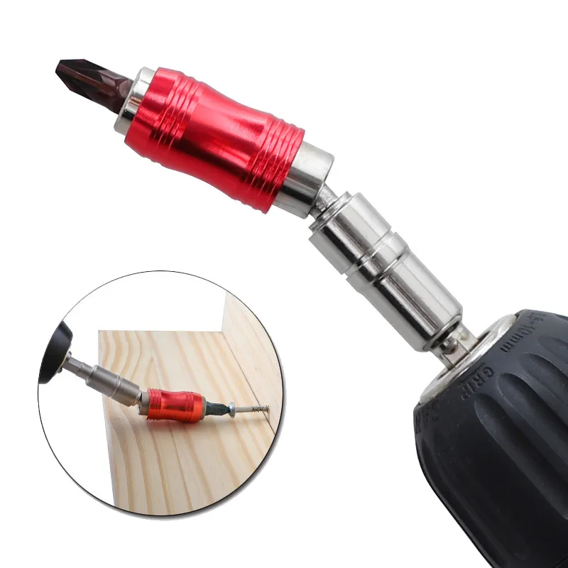 1/4" Pivoting Magnetic Screw Drill Bit Tip Holder Screwdriver Woodworking Tool Quick Change 20° Locking Guide Bit Extension Rod