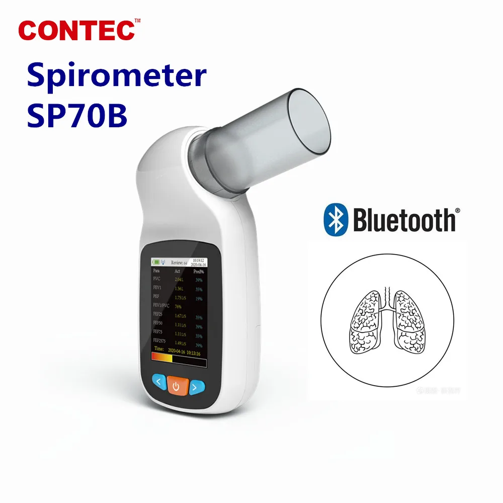 CONTEC-espirómetro Digital SP70B, diagnóstico de respiración de pulmón, vitalógrafo, espirómetro + Software