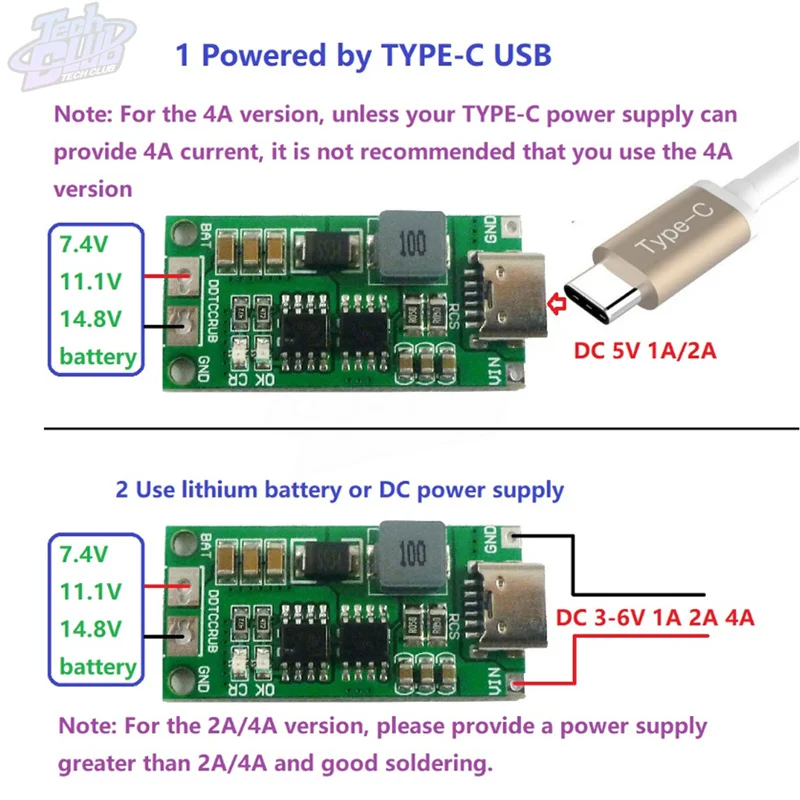 

Multi-Cell 2S 3S 4S 18650 Lithium Battery Charging Protection Board Polymer Lithium Ion Battery Charger Type-C