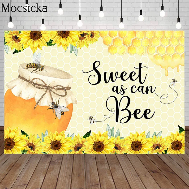 

Sweet As Can Bee Backdrops Sweet Honey Honeycomb Sunflower Child Birthday Party Decor Banner Photo Background Newborn Photocall