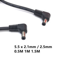 90 Degree Double Elbow DC Power 5.5 x 2.1mm / 2.5mm Male to 5.5 2.1/2.5mm Male Plug Cable Right Angled 90 Degree 50cm 1m 1.5M 3m