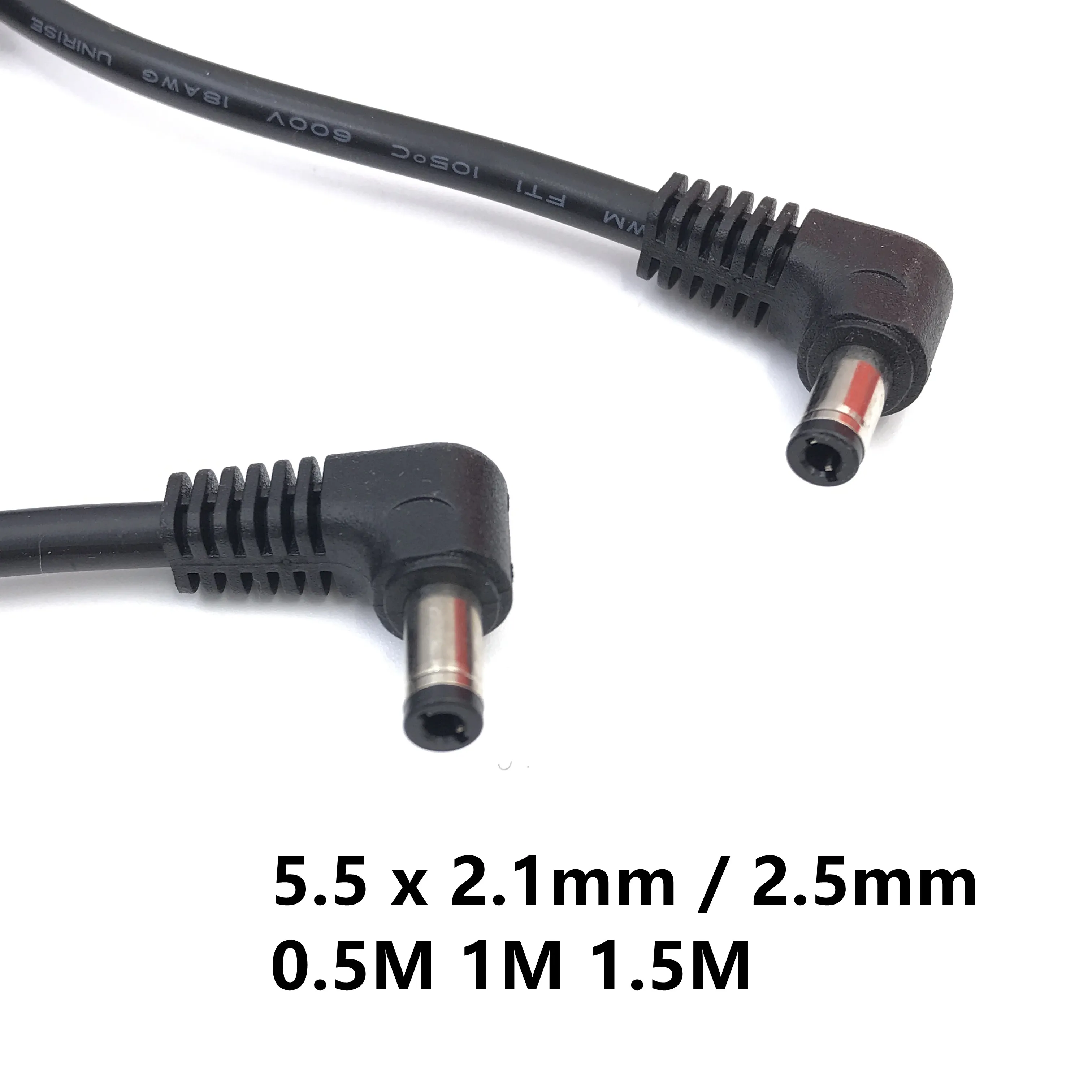 90 stopni podwójne łokieć DC Power 5.5x2.1mm/2.5mm męskie do 5.5 2.1/2.5mm kabel z wtykiem męskim prostopadły 90 stopni 50cm 1m 1.5M 3m