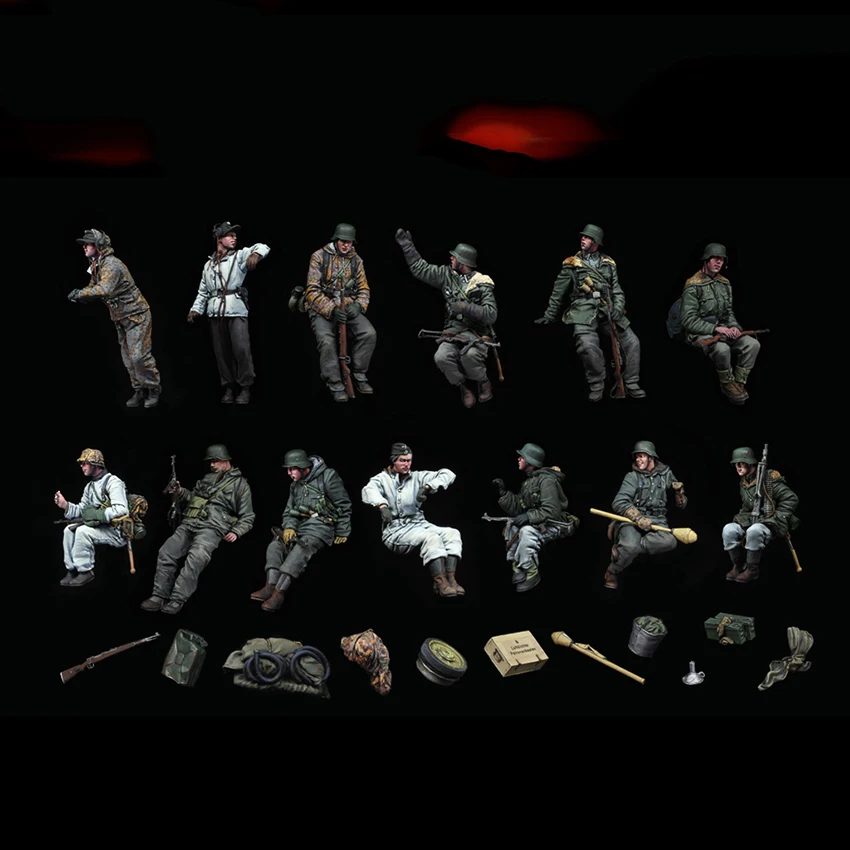 Unassambled 1/35 ancient crew include 13 man (NO TANK )    Resin figure miniature model kits Unpainted