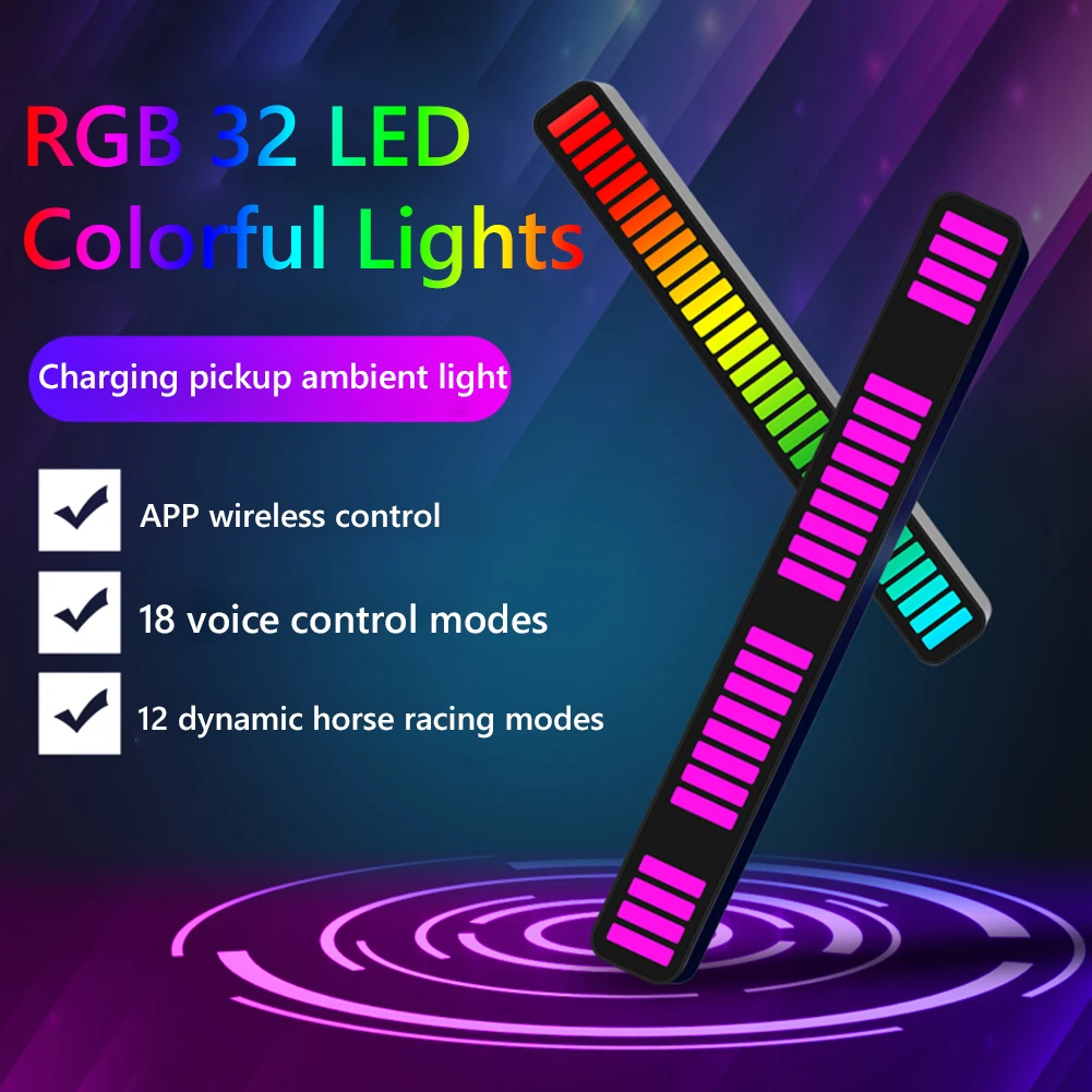 

LED Strip Light Voice Activated Pickup Rhythm Light Sound+APP Control RGB Colorful Tube Vehicle Atmosphere Light Room Backlight