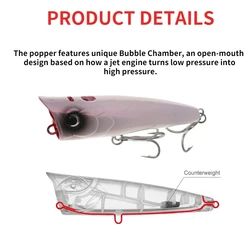 Popper flotante para pesca de mar con anzuelos afilados – lubina